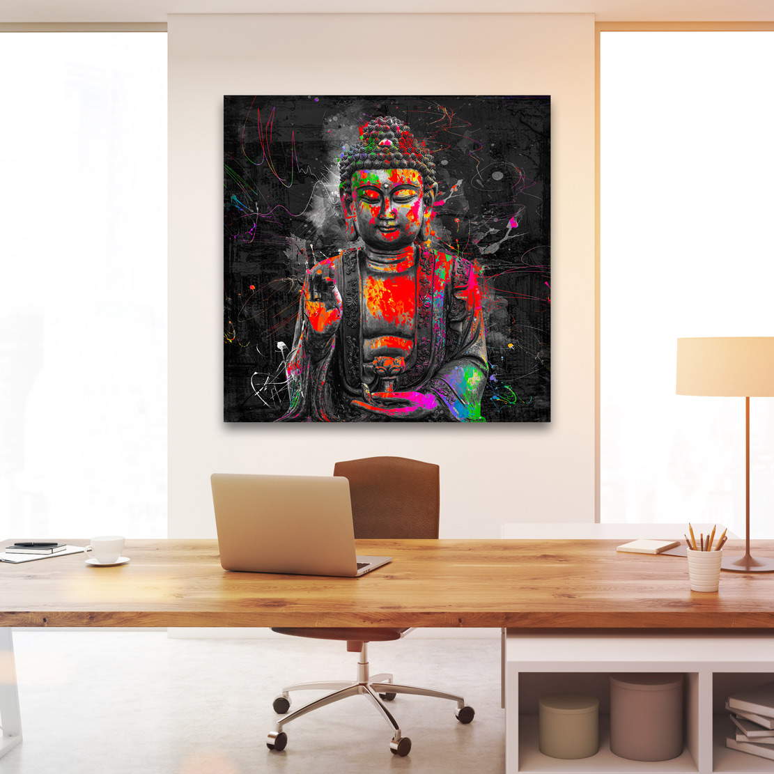 Wandbild Leinwandbild Buddha Pop Art Style