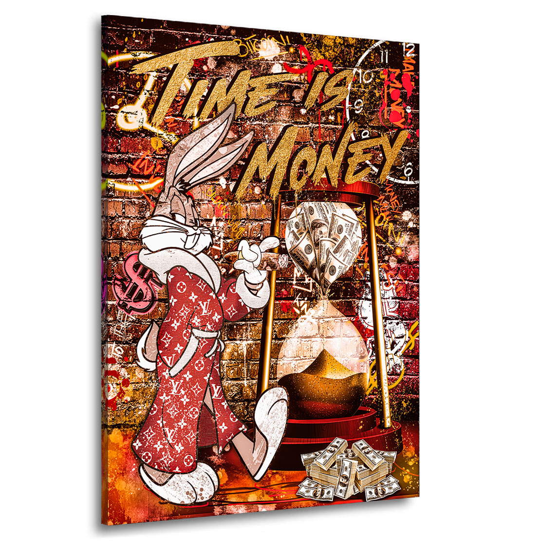 Leinwandbild Mr. Bunny Money Time Vintage Style
