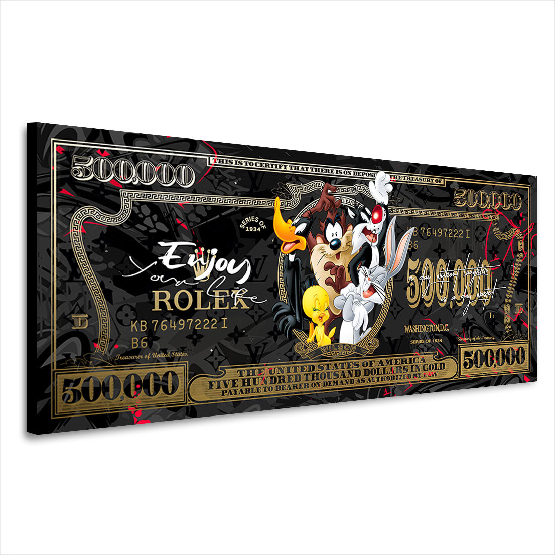 Motivations Leinwandbild Mr. Bunny and Friends Gold Style