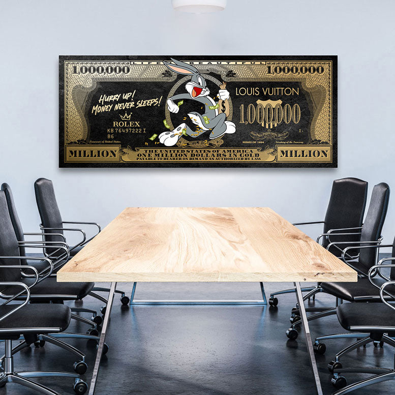 Wandbild Mr. Bunny Dollar Hurry Up Gold Style