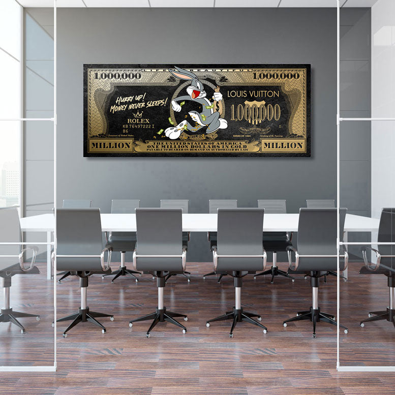 Wandbild Mr. Bunny Dollar Hurry Up Gold Style