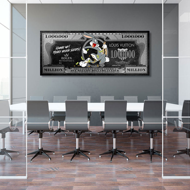 Wandbild Mr. Bunny Dollar Hurry Up Silver Style