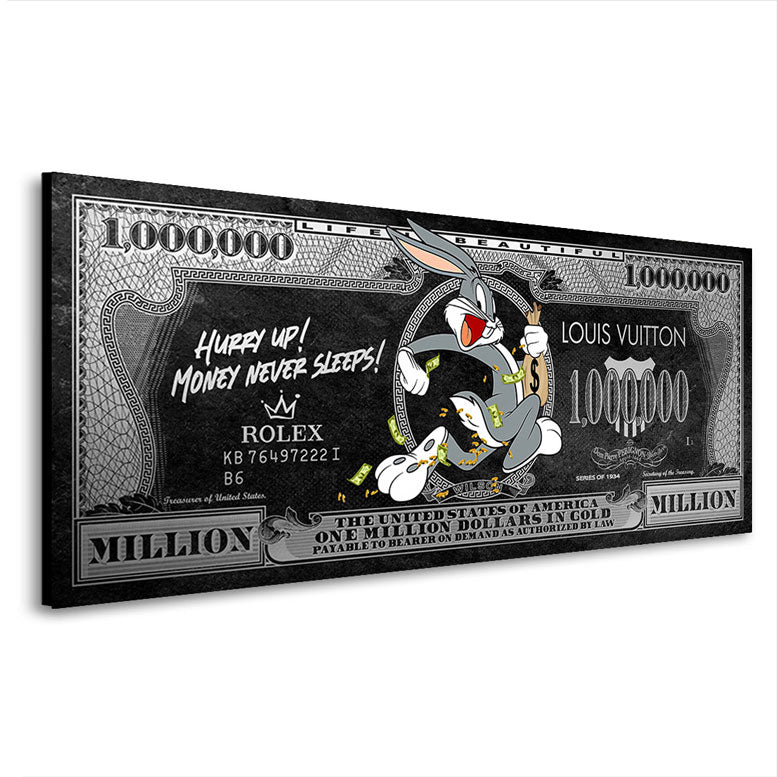 Wandbild Mr. Bunny Dollar Hurry Up Silver Style