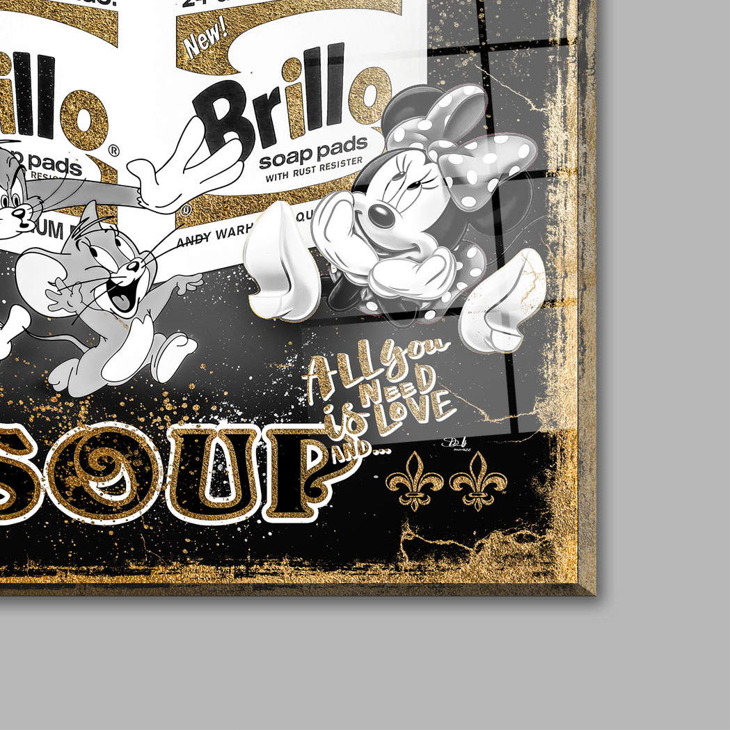 Blattgold Wandbild Micky Maus Campbells Pop Art Style
