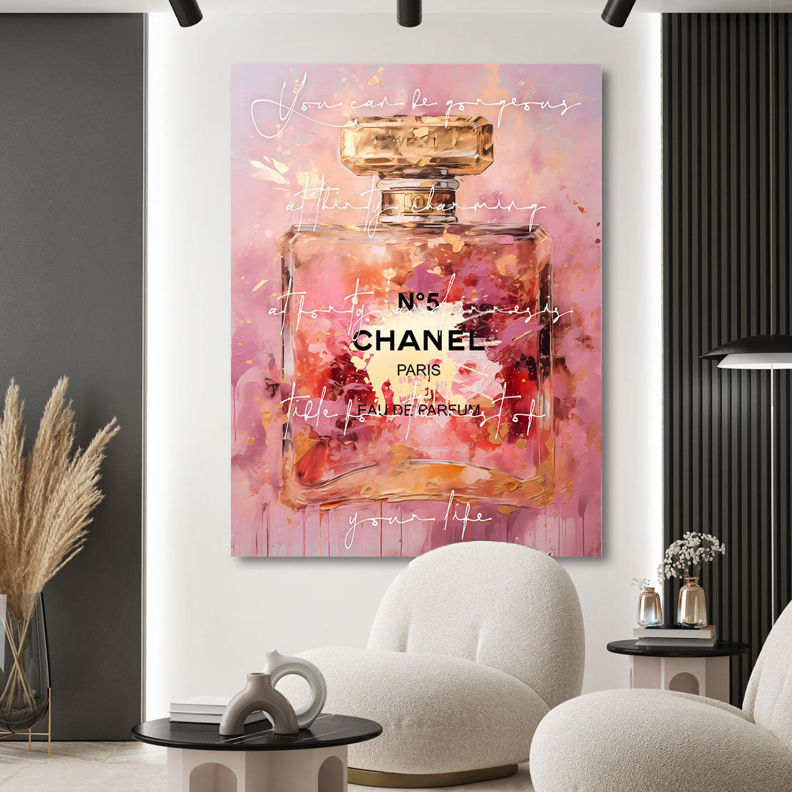 Wandbild Chanel Abstrakt Gold Style Zitat