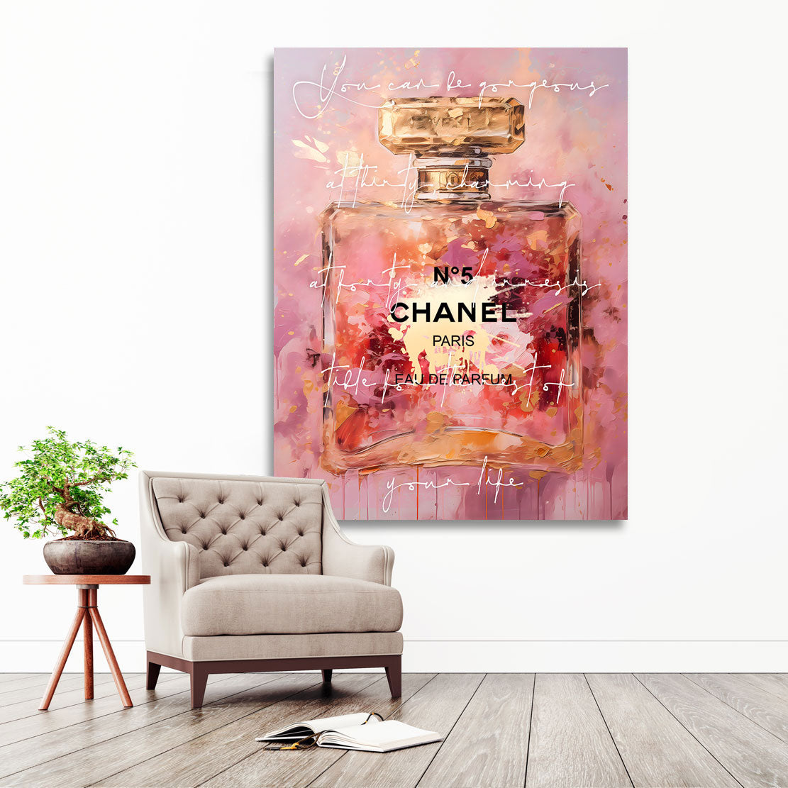 Wandbild Chanel Abstrakt Gold Style Zitat