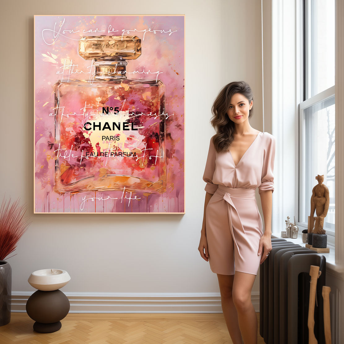 Wandbild Chanel Abstrakt Gold Style Zitat