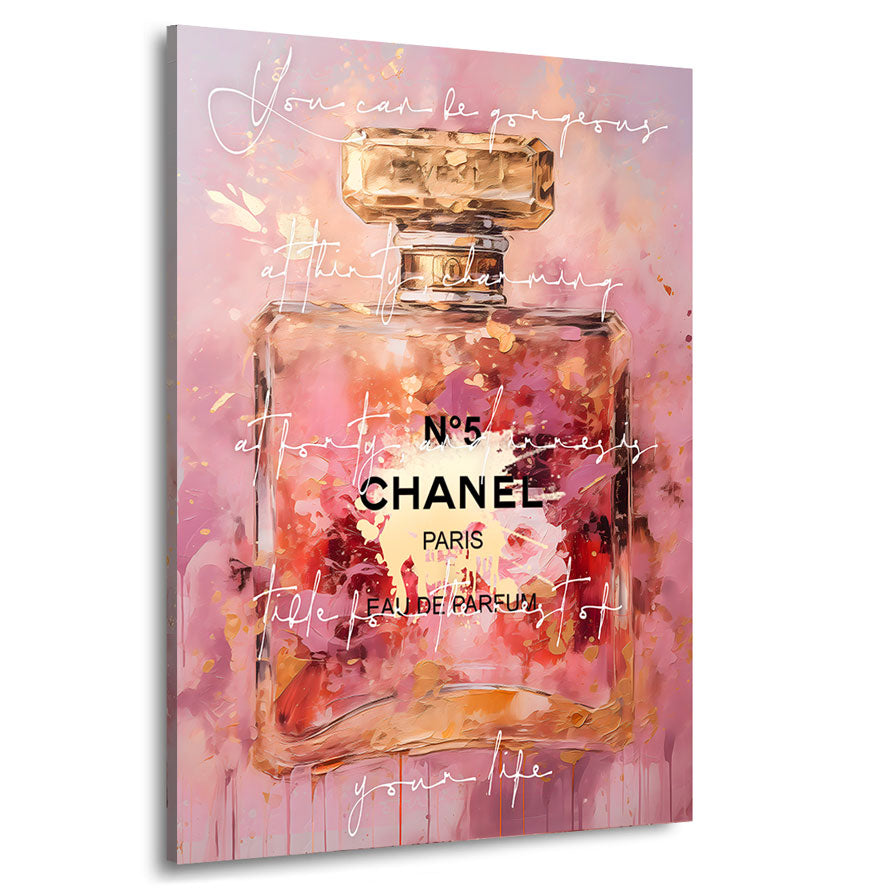 Wandbild Chanel Abstrakt Gold Style Zitat