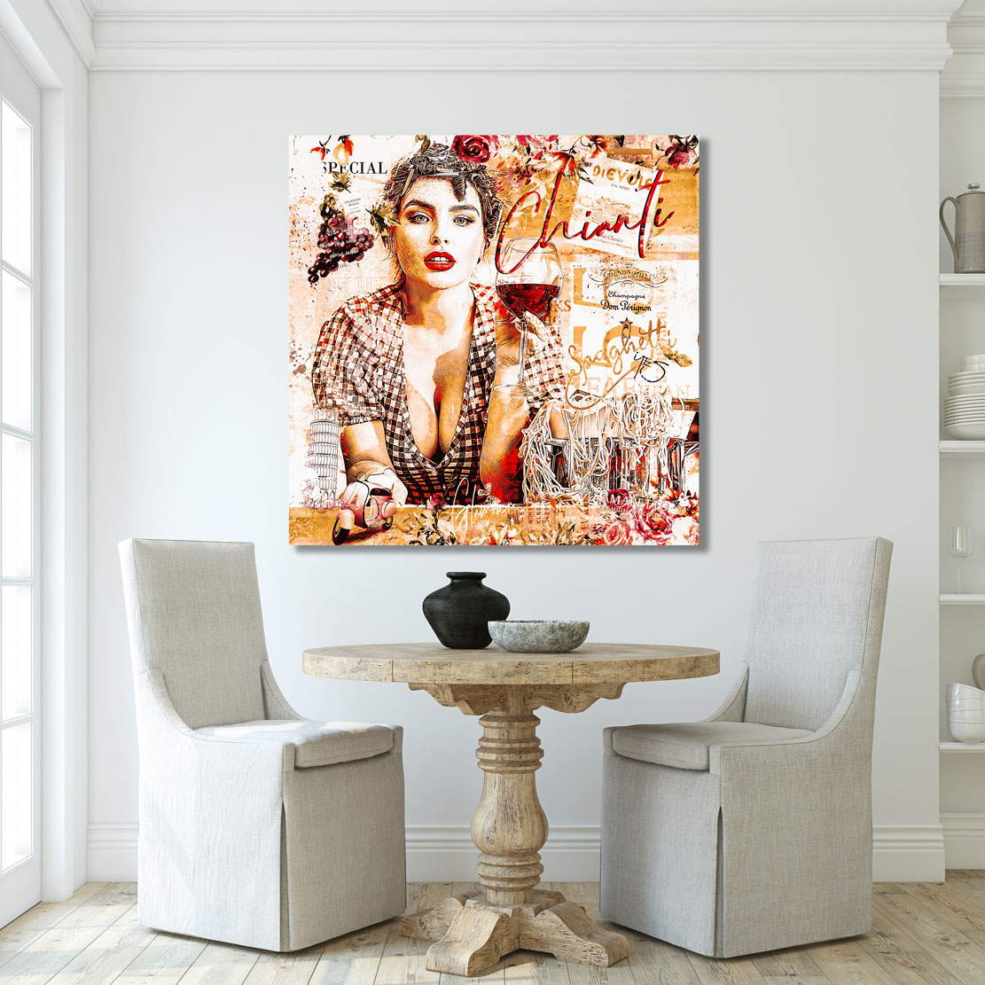 Wandbild Leinwandbild Chianti Pop Art Vintage Style