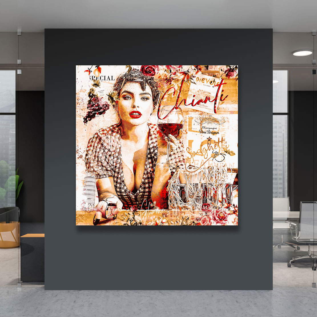 Wandbild Leinwandbild Chianti Pop Art Vintage Style