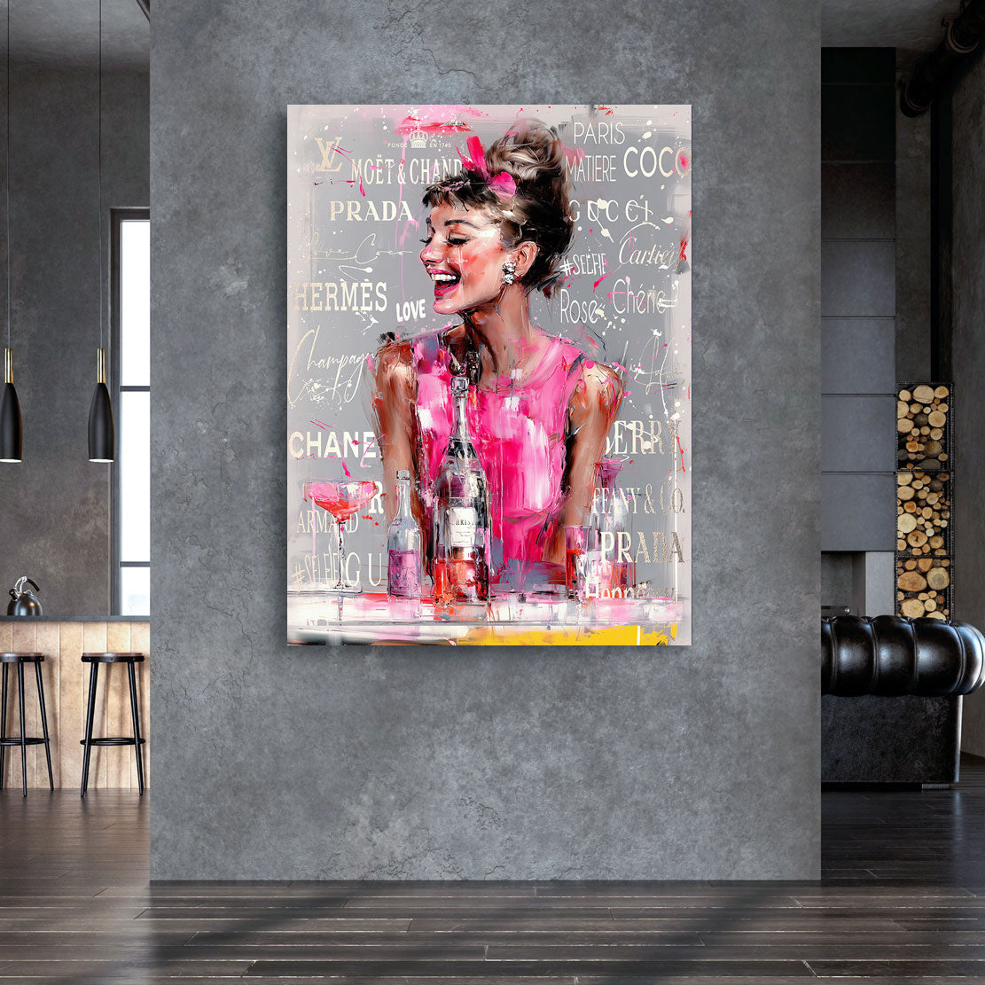Audrey Hepburn Rosa Affair Wandbild