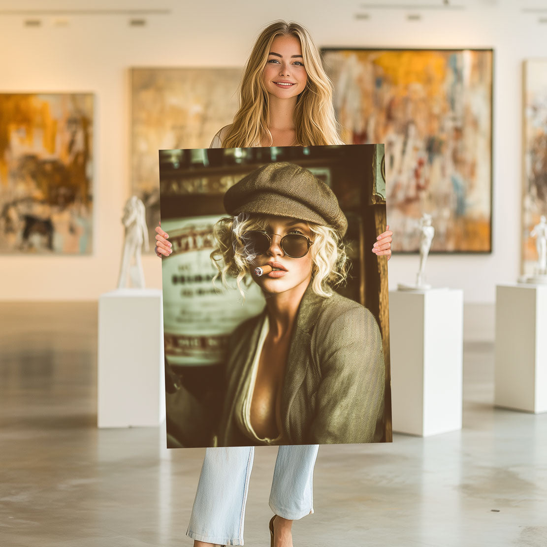 Vintage Lady mit Zigarre Wandbild
