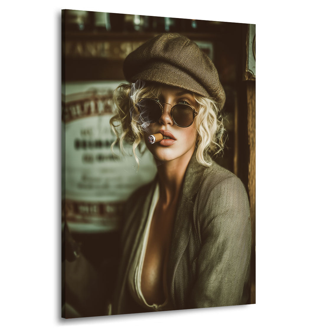 Vintage Lady mit Zigarre Wandbild