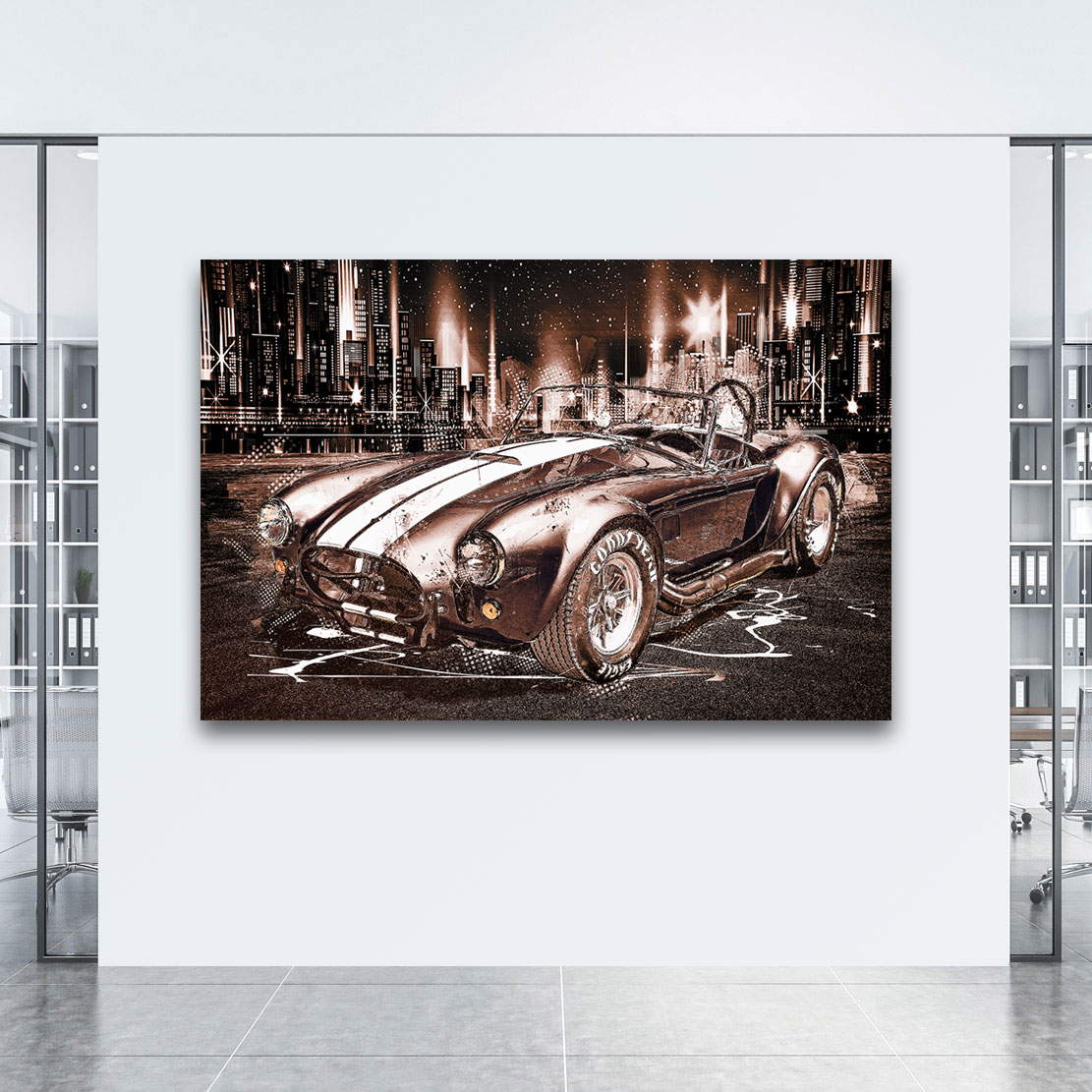 Auto Leinwandbild AC Cobra Retro City Style