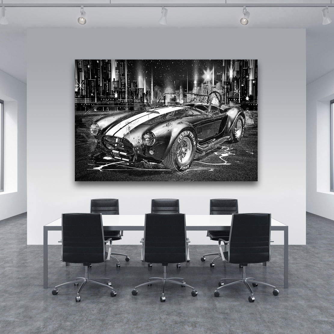 Auto Leinwandbild AC Cobra Retro Black an White