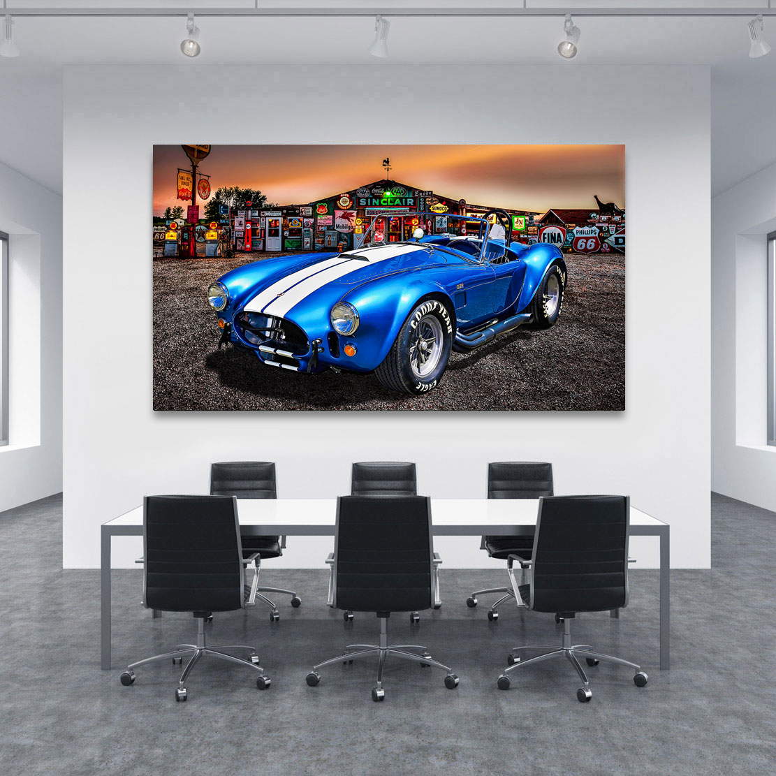 Auto Leinwandbild AC Cobra Route 66 Sunset Style