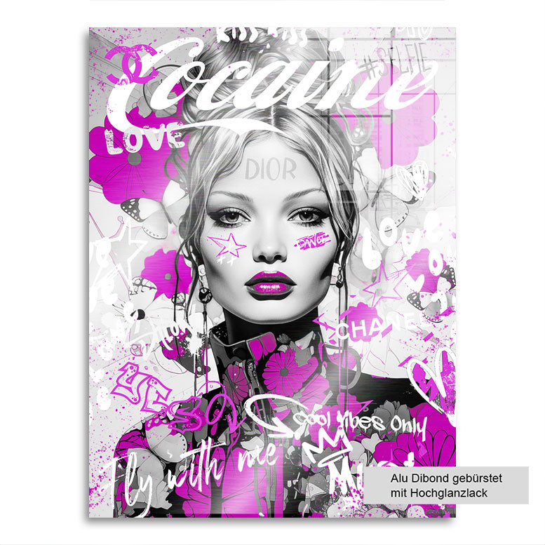 Pop Art Wandbild Cocaine Fly With Me