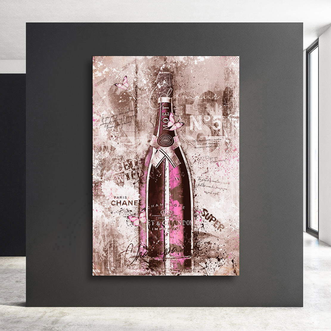 Wandbild Leinwandbild Champagner Lifestyle Pop Art Vintage