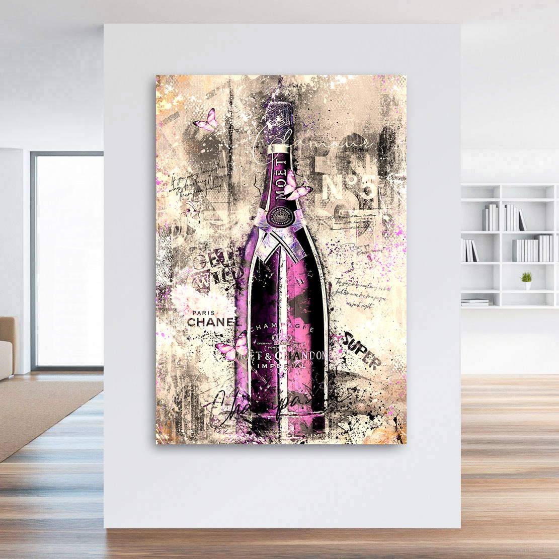Wandbild Leinwandbild Champagner Lifestyle Pop Art Retro