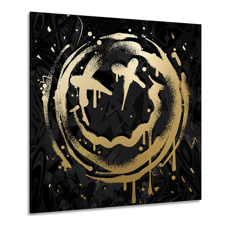 Pop Art Wandbild Smiley Abstrakt Gold Style