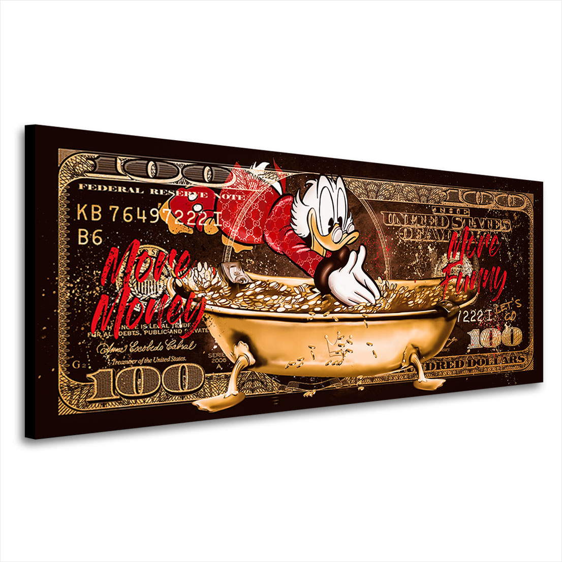 Leinwandbild Dagobert Dollar More Money Vintage Style