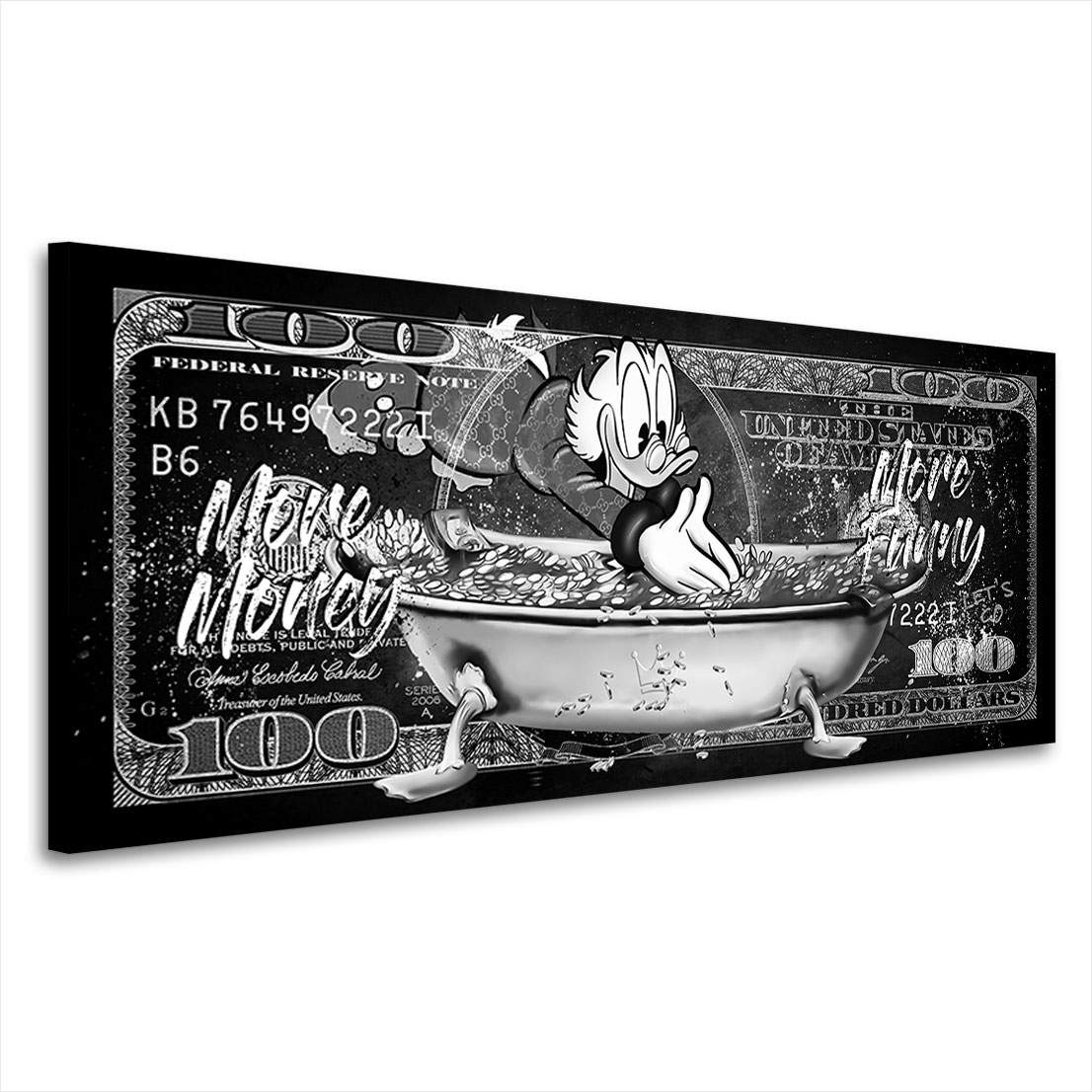 Leinwandbild Dagobert Dollar More Money Black and White