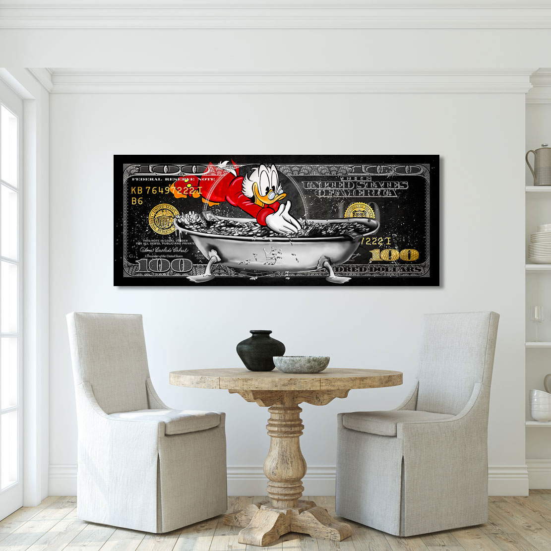 Leinwandbild Dagobert Dollar Money Pool Silver Style