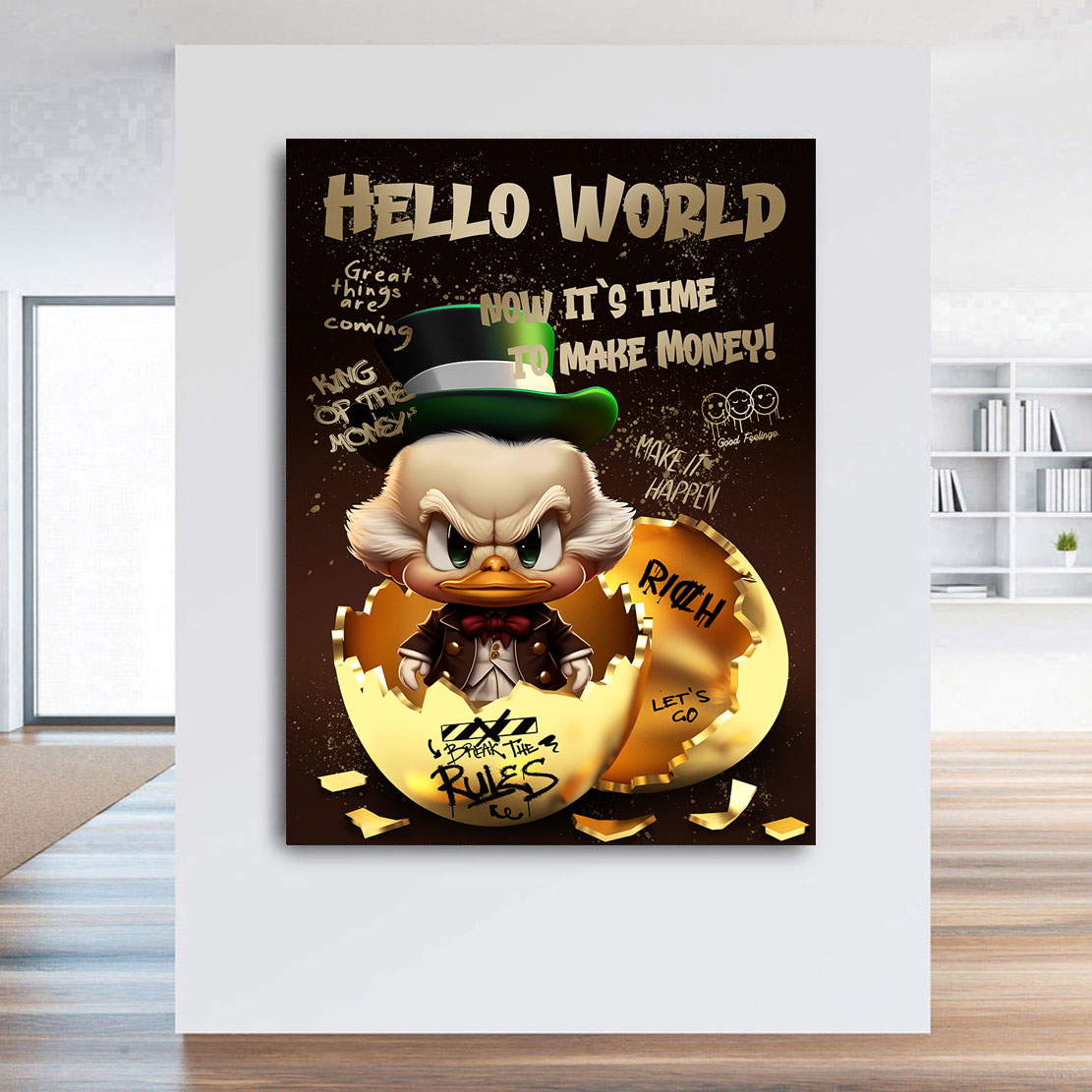 Motivations Leinwandbild Baby Duck Hello World