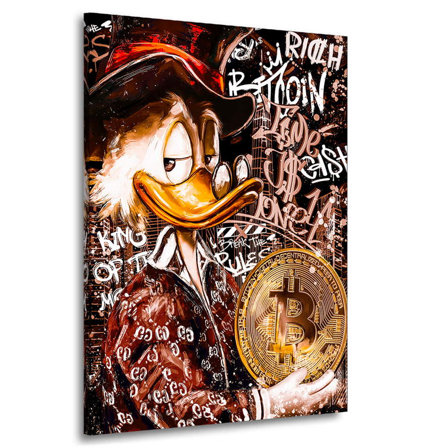 Leinwandbild Dagobert Bitcoin Retro Graffiti Style