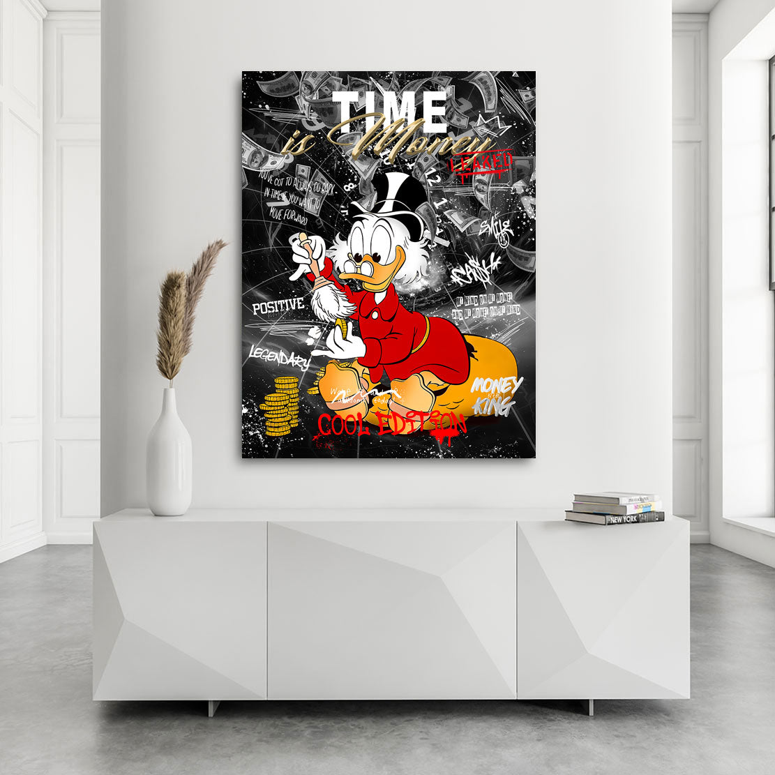 Motivations Leinwandbild Dagobert Time is Money