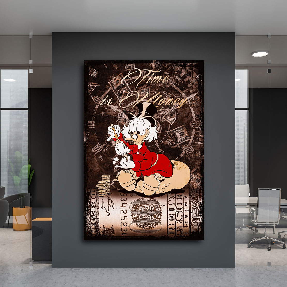 Leinwandbild Dagobert Time is Money Vintage Style