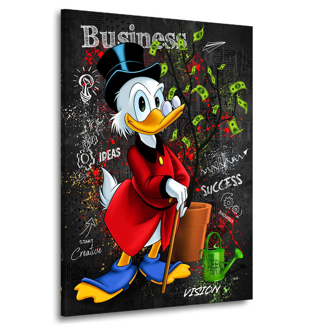 Leinwandbild Dagobert Duck Geldbaum Pop Art Style