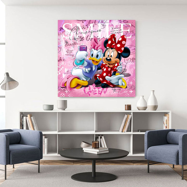 Pop Art Wandbild Daisy & Minnie Maus Smile