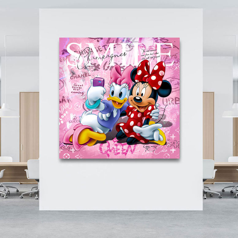 Pop Art Wandbild Daisy & Minnie Maus Smile