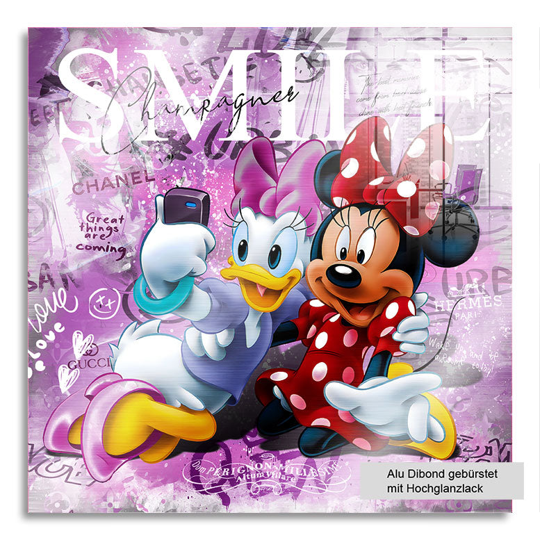 Pop Art Wandbild Daisy & Minnie Maus Selfie Time