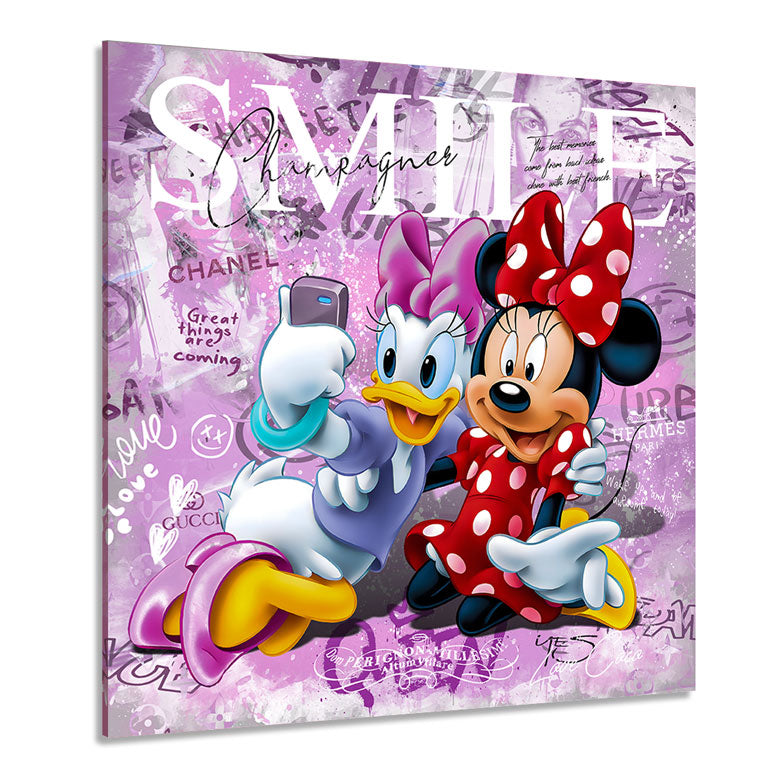 Pop Art Wandbild Daisy & Minnie Maus Selfie Time