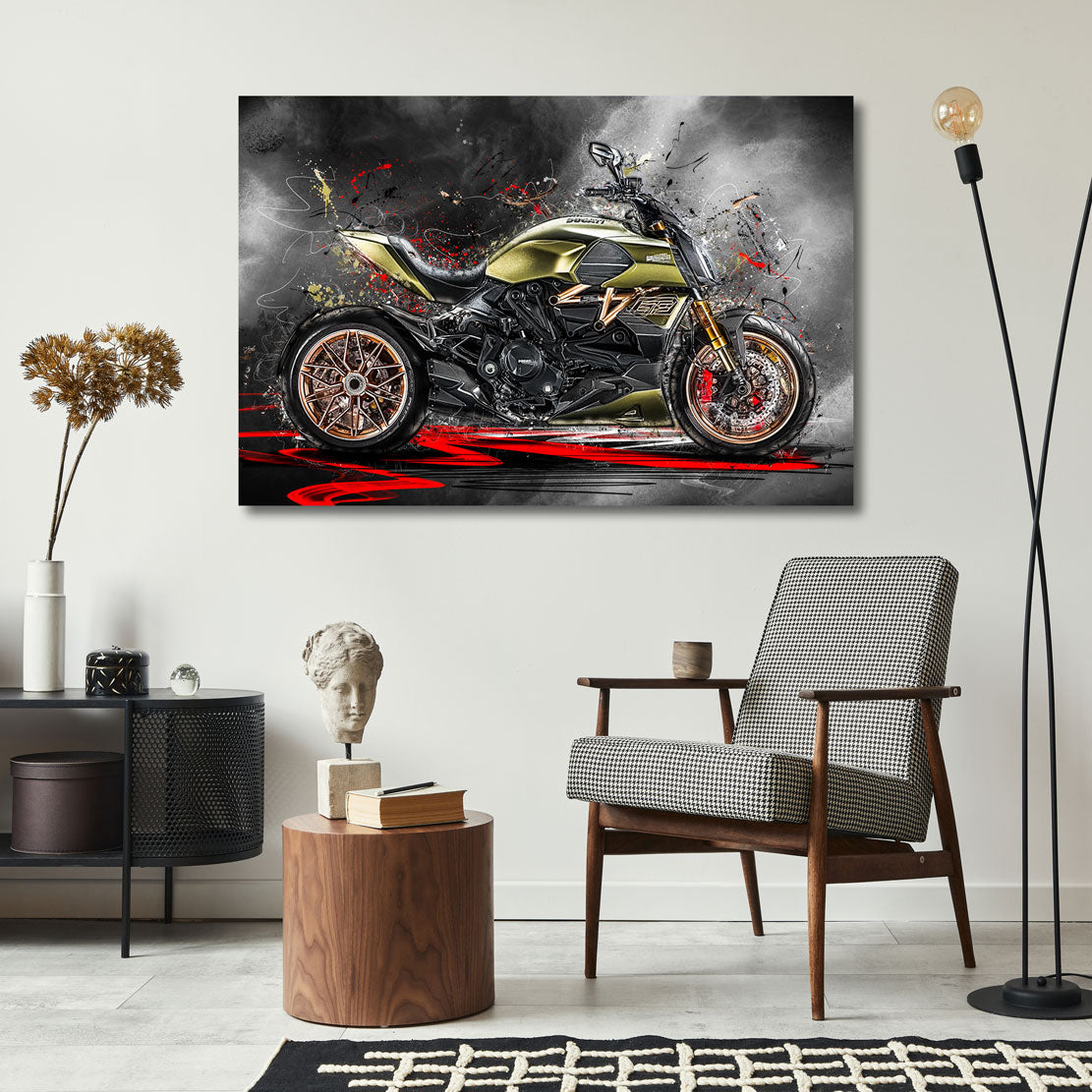 Motorrad Wandbild Ducati Diavel Lambo Dark Style