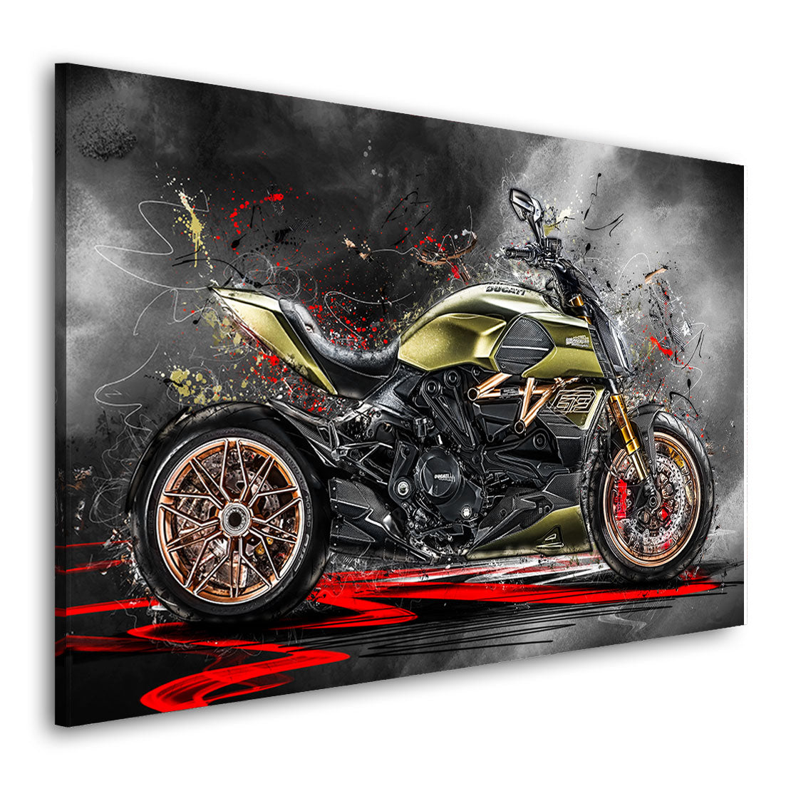 Motorrad Wandbild Ducati Diavel Lambo Dark Style