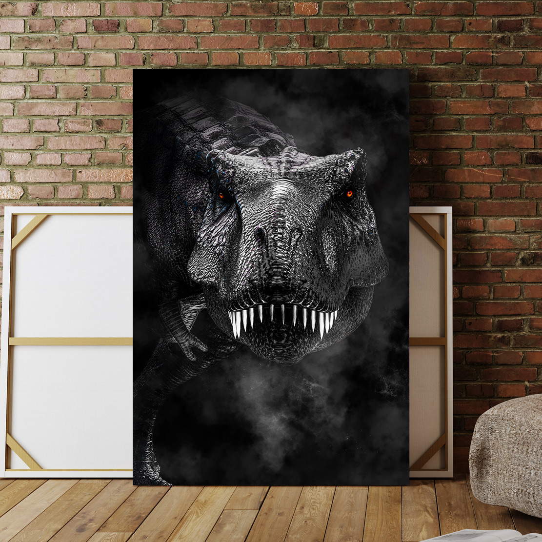 Wandbild Leinwandbild T Rex Dark Style