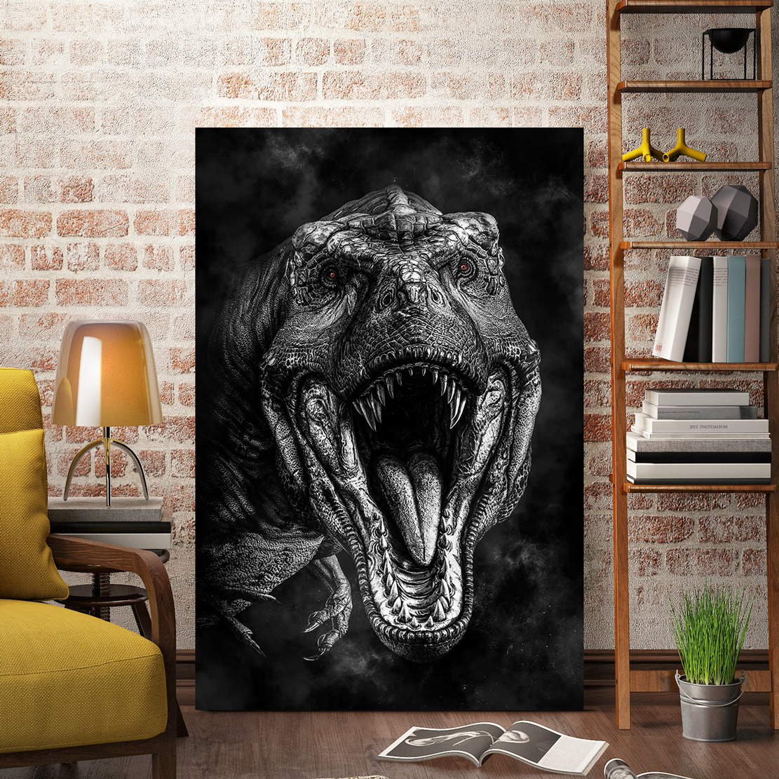 Wandbild Leinwandbild T Rex Black Style