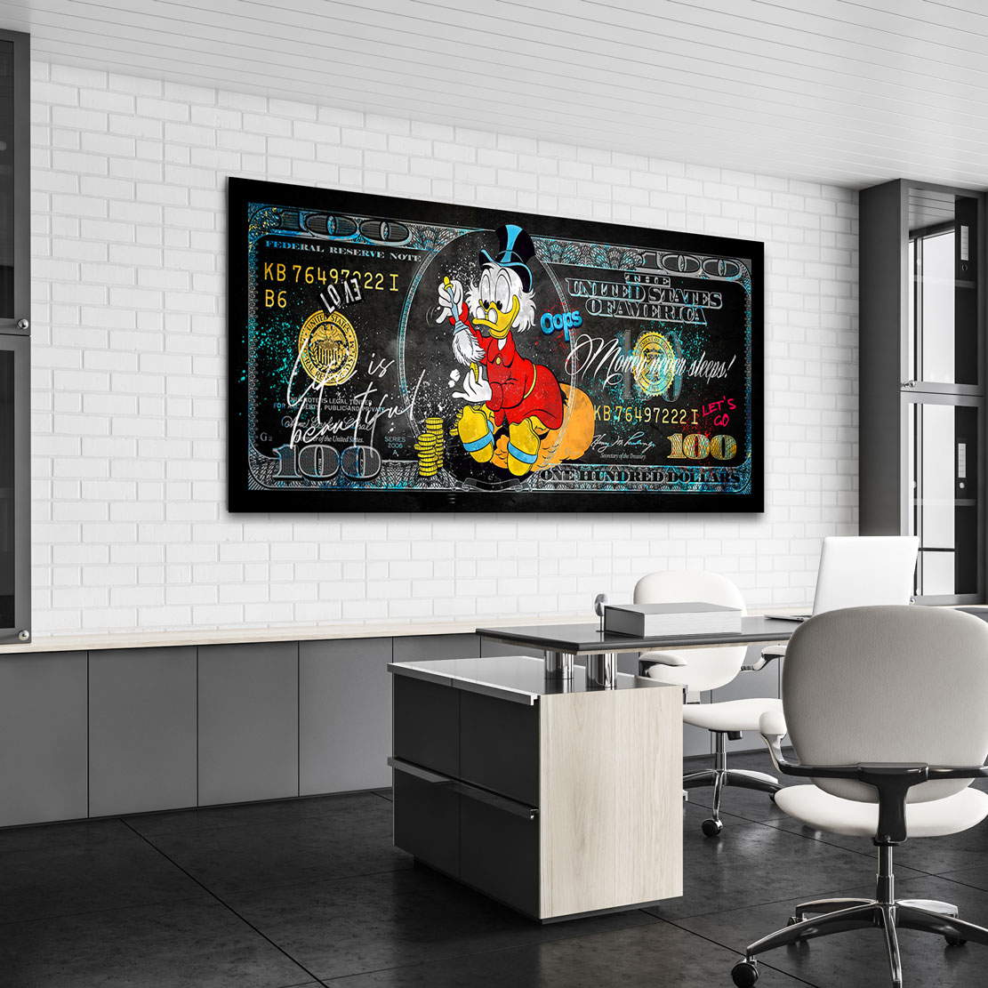 Leinwandbild Dagobert Dollar Life is beautiful Pop Art