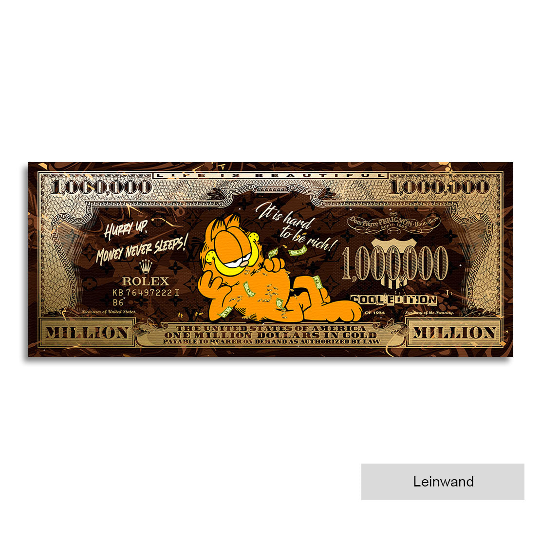 Pop Art Leinwandbild Garfield Dollar Retro Style