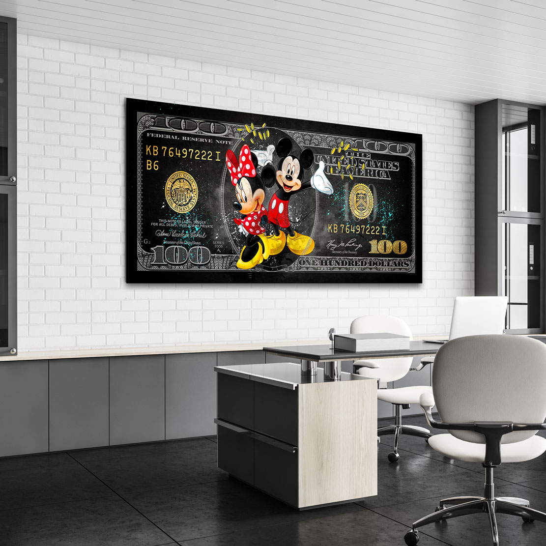Leinwandbild Micky & Minnie Maus Dollar