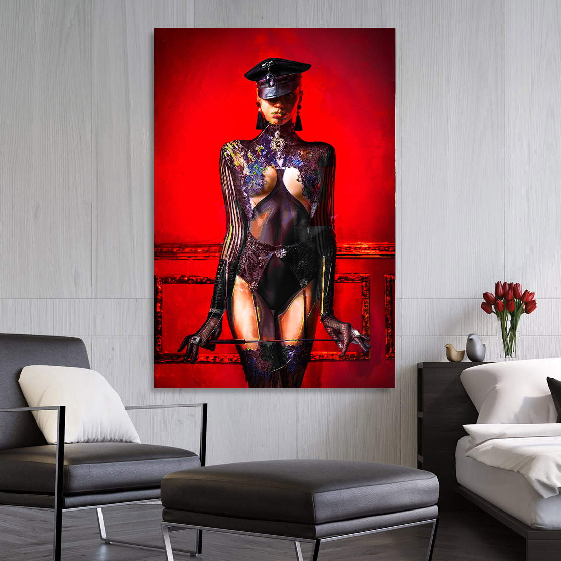 Wandbild Leinwandbild strict Woman Red Style