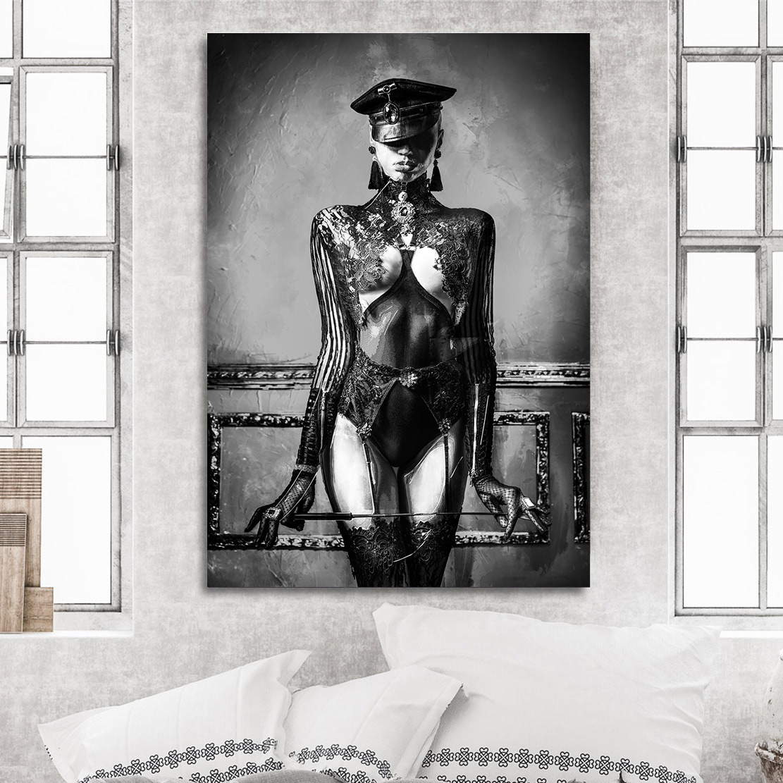 Wandbild Leinwandbild strict Woman Black and White Style