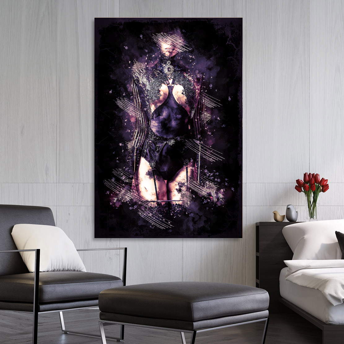 Wandbild Sensual Strict Woman Black Style