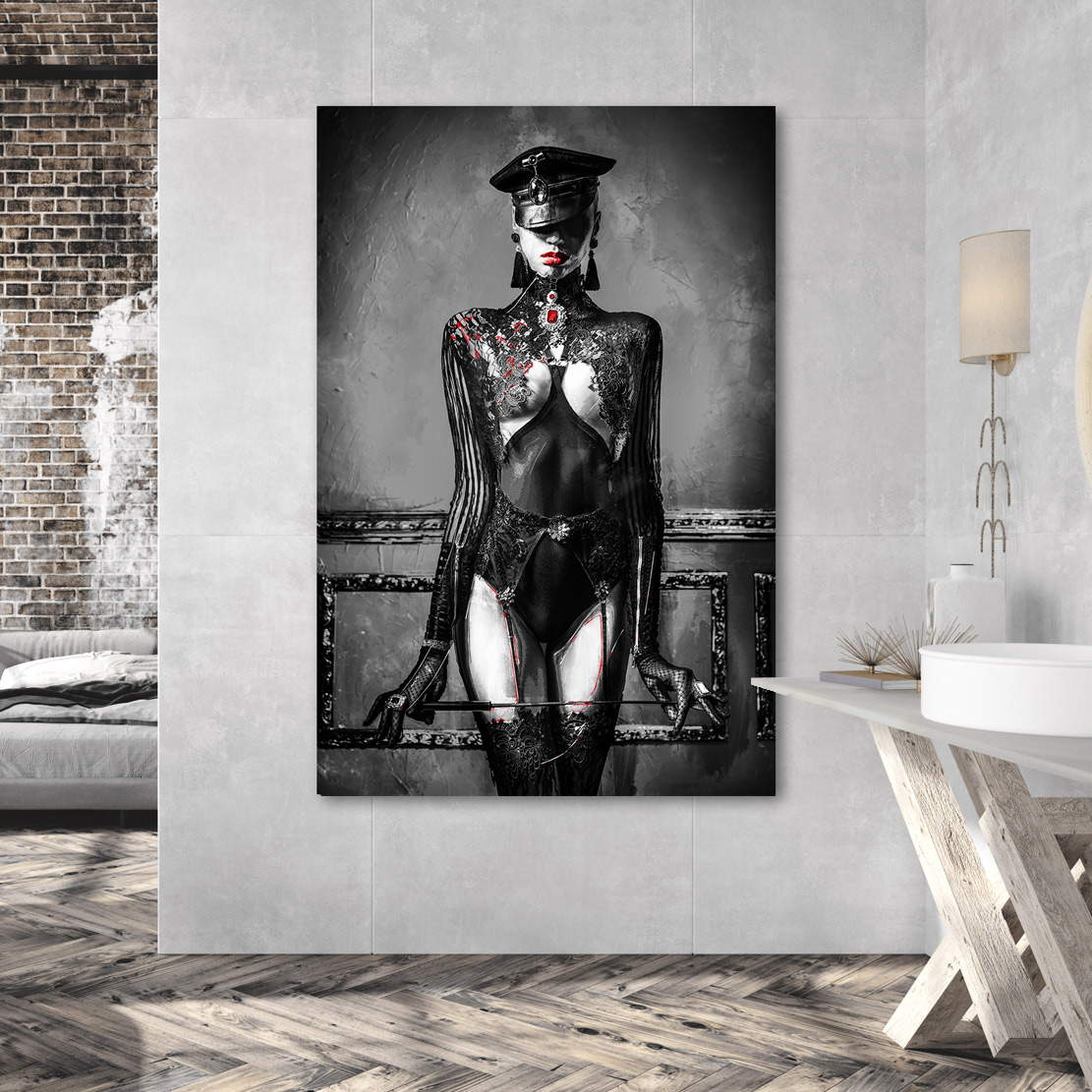 Wandbild Leinwandbild Sensual strict Woman Dark Style
