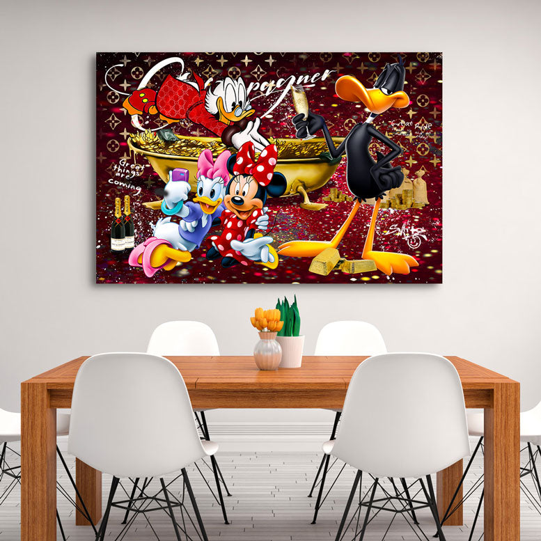 Pop Art Wandbild Dagobert Minnie Maus and Friends
