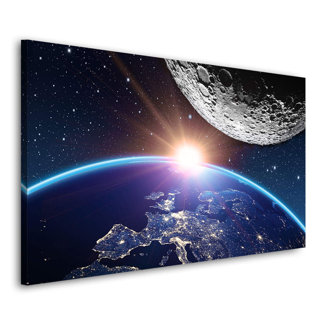 Wandbild Planet Erde und Mond