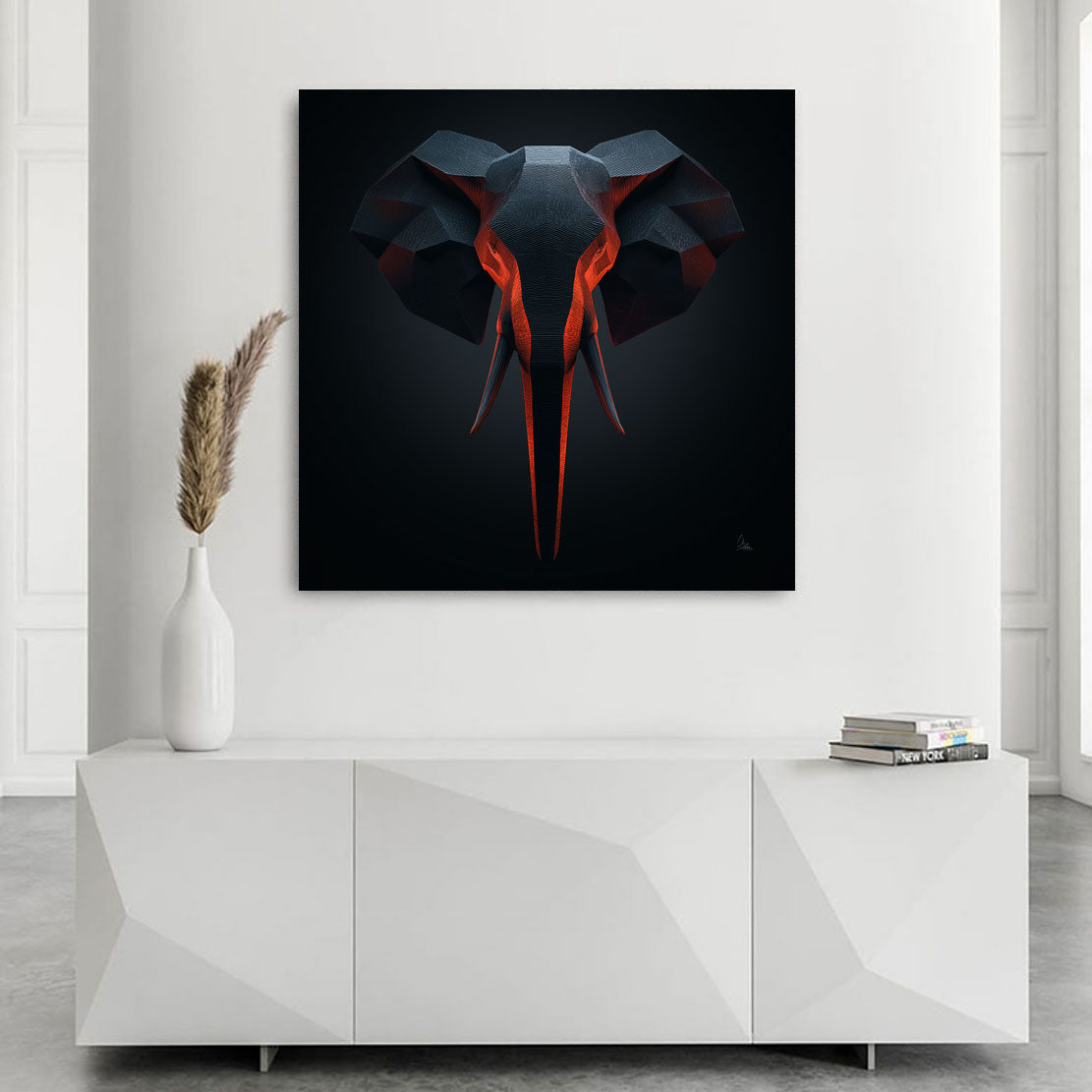 Obsidian Elefant Wandbild